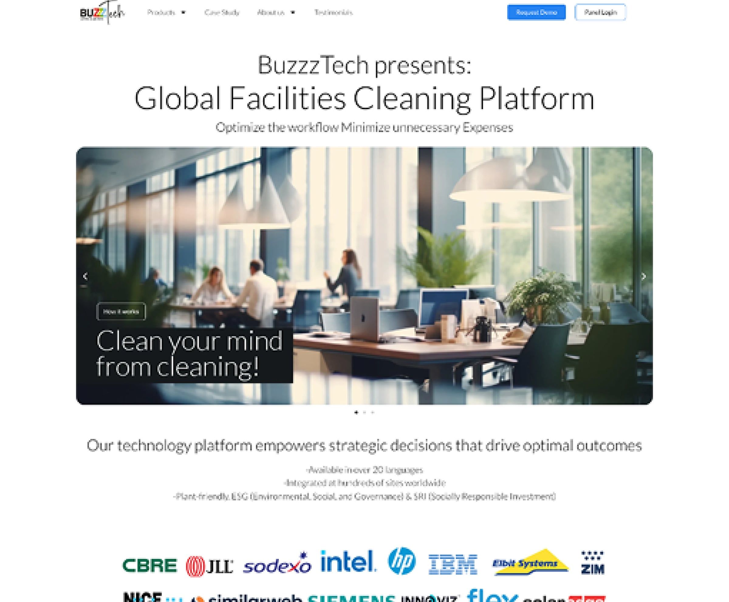 Buzzztech homepage, a web design project by Clear Pixel