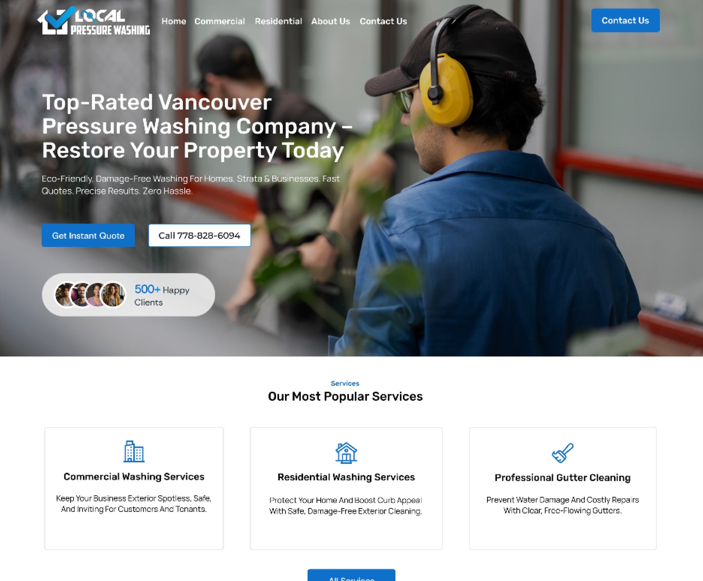 Local Pressure Washing homepage, a web design project by Clear Pixel