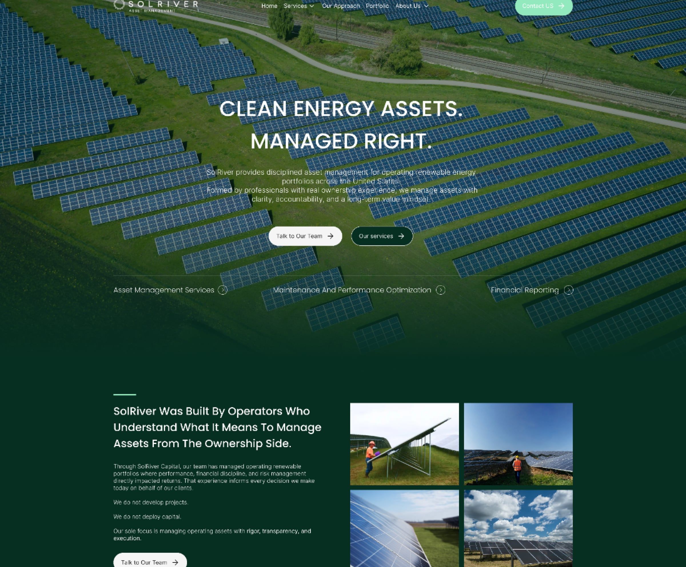 SolRiver homepage, a web design project by Clear Pixel